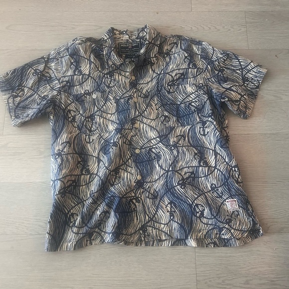 Polo Ralph Lauren Sport Vintage Seersucker Print Nautical Anchor Size XL - Picture 1 of 6